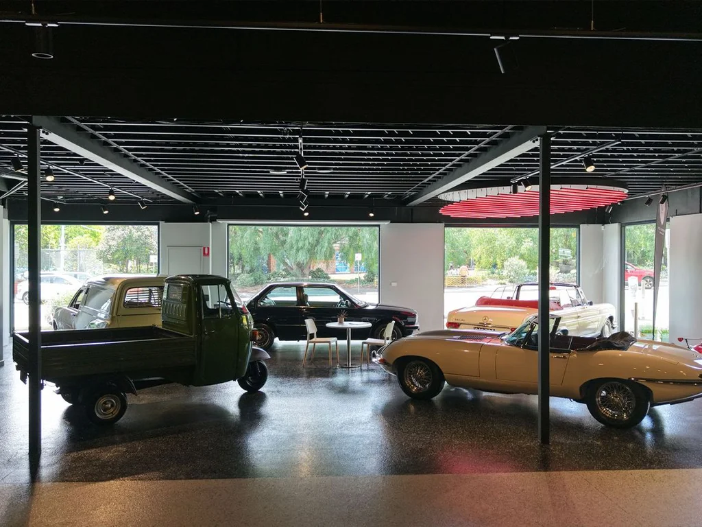 The classic floor at Theodossi, pre-war and mid-century European cars